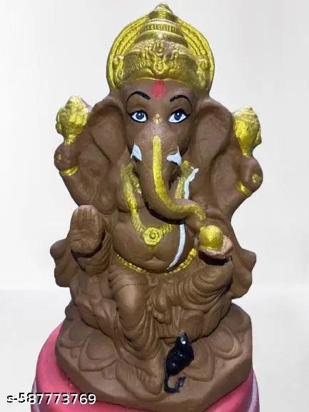 Shudh Cow Dung Ganesh Idol 18 inch | Eco friendly Ganesha | Handmade Ganesh ji for Home , Temple & Ganesh Chaturthi