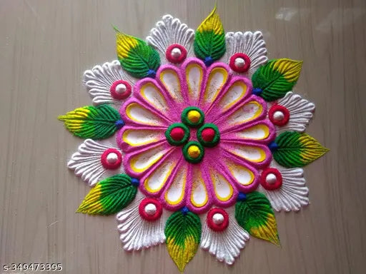 Rangoli colors Yellow, White, Pink, LightGreen, Darkblue, Red 300 Grams in Each Packets Total 1800 Gram