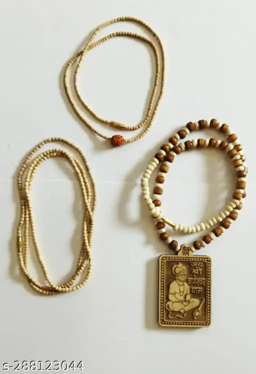 100% Original Jay BageshwerDham ji  With Tulsi Dabal Mala and Tulsi Rudraksha mala Locket tulsi mala Necklace 3pcs mala Meesho Offer