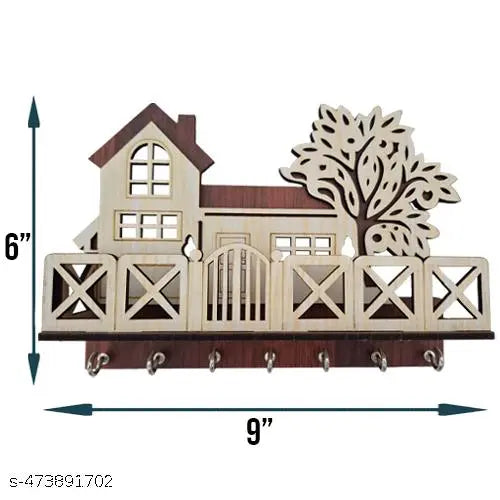 Tree House Wooden Keychain Holder ( Brown and Cream) Premium Quality