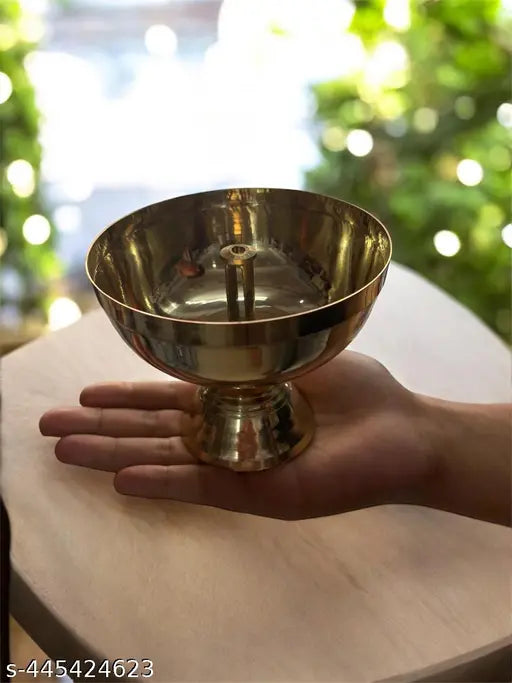 Brass Diya, Akhand Jyoti Pyali Deepam Big Oil Lamp for Home Decor & Diwali Gifting Table Diya ( Set of 1, Big Size )