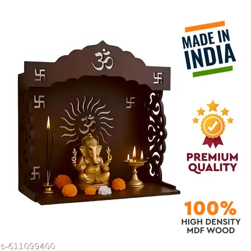 Divinity Decor Wooden Mandir | Laminated MDF Temple for Home Pooja 16x9x11 Inch | Assembly Required | Puja Stand Shop Office | Big Temple - Mandir - 29