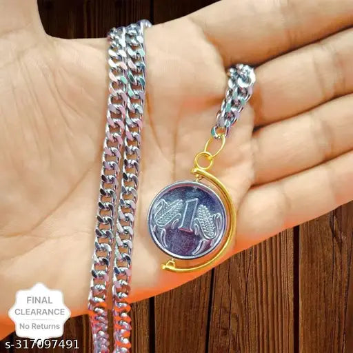 coin chain Sterling Silver, Silver Alloy, Stainless Steel Locket