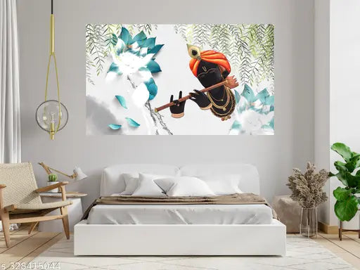 Ashtawalldecor Krishna Poster For Livingroom Bedroom Home office Wall Decor (Size 24x36 Inch)