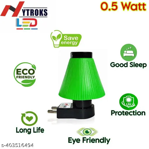 NYTROKS Decorative Big Unique LED Night Bulb 0.5w Light for Bedroom Hall Dinning Any Space at your Home | Plug & Pin | Multicolor | Portable Home décor item | Energy-saving lamp | Ambient lighting | Long-lasting | Green Pack 1