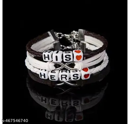 His & Hers Infinity Leather Bracelets for Couple