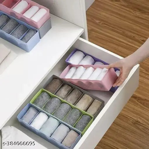 Plastic Storage Box Drawer Organizer, Underwear Innerwear Socks Undergarments Storage Drawer Organiser (Set of 4, Multicolor)