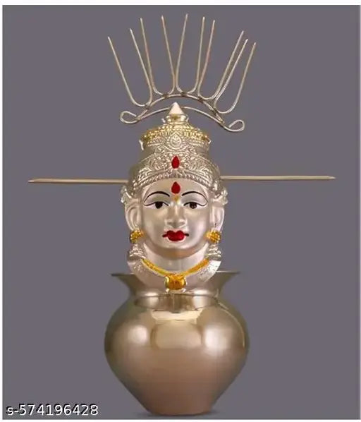 Metal Kalash Kadi with 5 Point Crown Stick, Kalasam Flower Stand Sticks for Varalakshmi Pooja & Home Temple Decoration (Gold)(12 * 4inch)