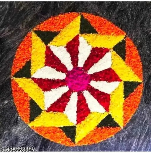 Super Soft Microfiber Traditional Modern Rangoli Door Mat for Home, Temple, Living Room, Kitchen, Door Entrance Mat (60x60] Inch, Floral), Modern Design