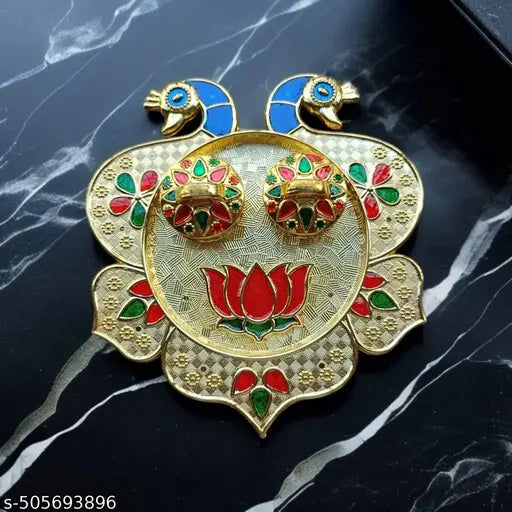 Gold-Plated Kumkum Thali with Trendy & Eye-Catching Design | Kankavati | Golden Kankavati | Puja Products | Puja Thali | Kum Kum | Pack Of 1 Piece |