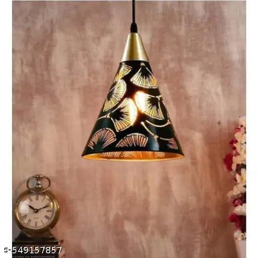 SWIATLO Black Kon Gold Cap Lezar Cutting Linear Cluster Pendant Light/Cluster Hanging Light/Cluster Ceiling Light/Three Pendant Lamp to Décor Home/Living Room/Bedroom/Office/Dining/Café (With bulb)
