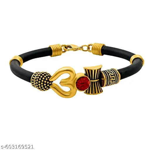 Men Black Gold Plated Affirmation Bracelet (Pack-1)