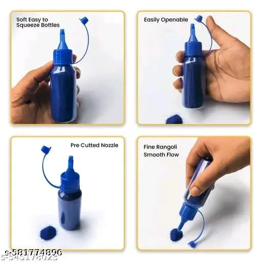 Rangoli Colours Powder Bottles for Floor Decorations - Pack of 10 Rangoli Powder Bottles Used for Decoration of Diwali, Navaratri,Pongal, Puja Mandir and Festival (D)