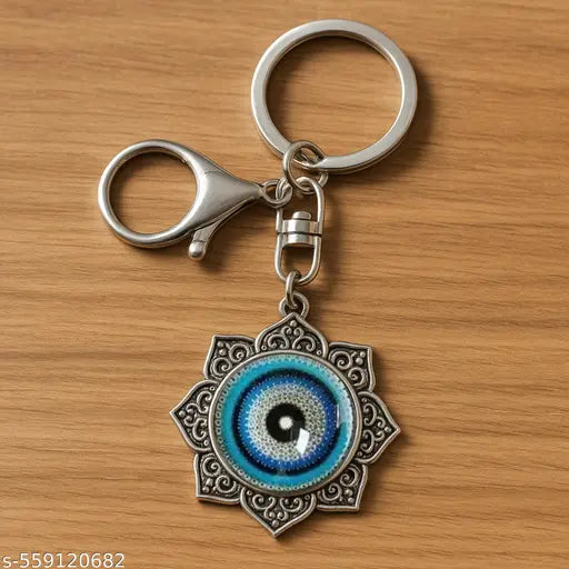 ZenithOnline Presents Trending Trendy Turkish Evil Eye Keychain – Buri Nazar Protection Amulet, Stylish Silver-Colored Keychain with Blue Evil Eye Design, Perfect for Bags, Keys, or as a Gift – Handmade & Unique Charm for Good Luck and Spiritual Protectio