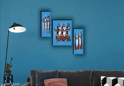 1Artofcreation set of 3 African lady Dance uv textured wall painting for living room , bedroom , home decoration 12 inch x 18 inch