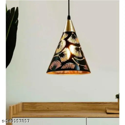 SWIATLO Black Kon Gold Cap Lezar Cutting Linear Cluster Pendant Light/Cluster Hanging Light/Cluster Ceiling Light/Three Pendant Lamp to Décor Home/Living Room/Bedroom/Office/Dining/Café (With bulb)