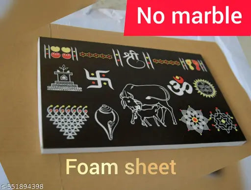 foam sheet Camdhenu for Pooja Room | 9x6 Inch Premium Foam Sheet | Om Shree Swastik Design ,Temple decor