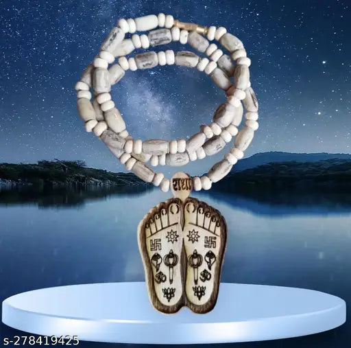Shri Radharani Charan Tulsi Mala Radhe Krishna Tulsi Mala wood Chain Radha Naam Kanthi Mala Tulsi Mala 100% Orginal Tulsi Mala Puja Articles
