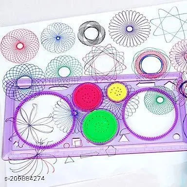 PRRO Creative Gift Designer Spirograph Geometric Ruler Drafting Tools Art and Craft Sets School Stationery Return Gift for Children Kids Students (Assorted)-Pack of 4