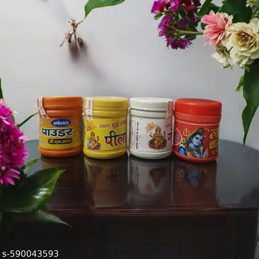 "Pavitra Puja Tilak Powder Combo – Lal Chandan, Peela, Gopi Aur Special Powder"