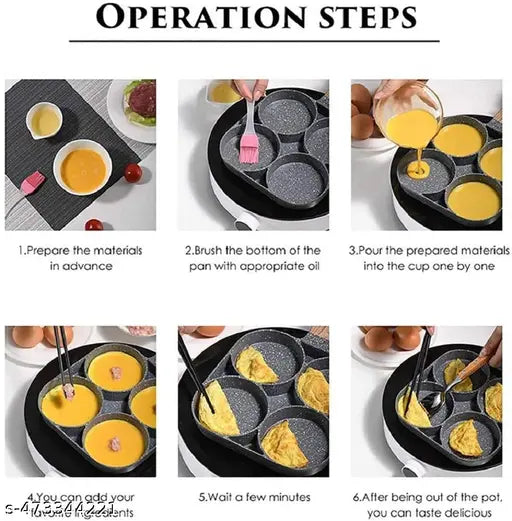 Egg Frying Pan Nonstick Pancake Pans 4-Cups Cookware Pancake, Omelets Pan, Idle Non Stick Plat Harmless With Wooden Handle For Kitchen Electric Stove For Induction Cooker (Pack Of 1)