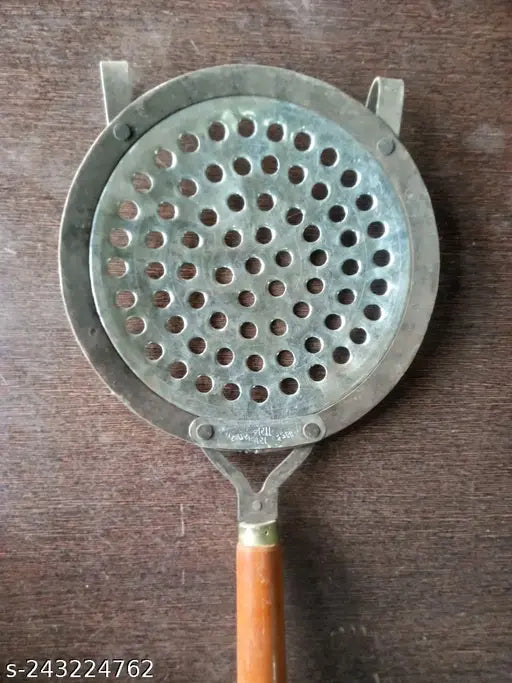 Fulvadi Gathiya Jhara with Wooden Handle Deep Frying Basket  (Grey Pack of 1)