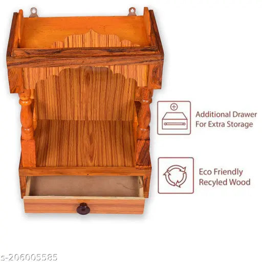 Hydroshell Wooden Plywood Mandir for Pooja Room Home Decoration Wall Hanging Temple