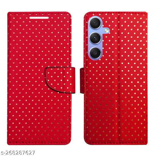MyFlips DT Red Flip Cover for Samsung A54 5G| Leather Finish|Shock Proof|Magnetic Clouser Compatible with Samsung A54 5G(Red)