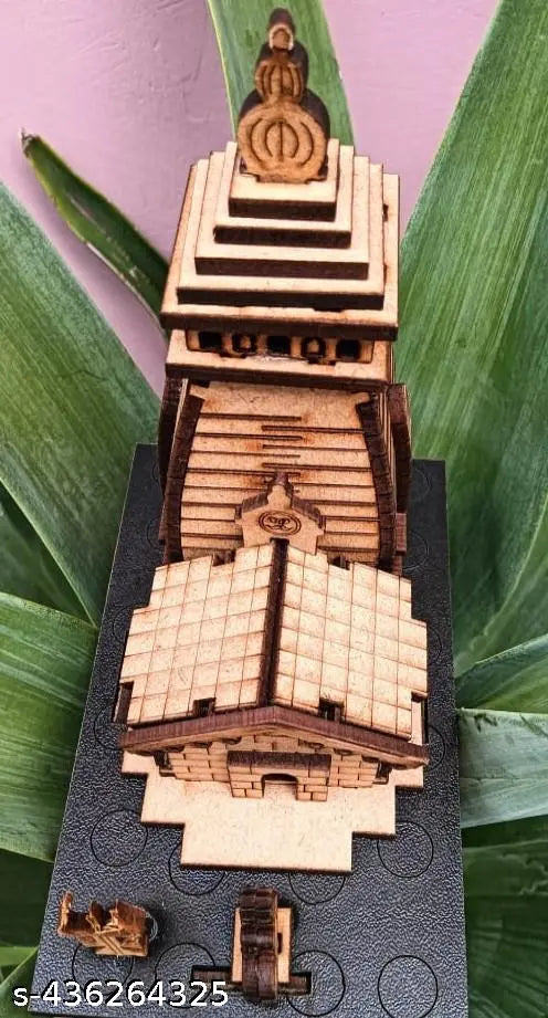3D Kedarnath Wooden Souvenir Temple Small Size, Decorative Showpiece MDF Pine Wood Beautiful Work Kedarnath ji Temple showpiece