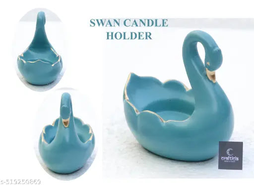 Paheli Craft Resin Duck Tealight Candle Holder Statue Swan Tea Light Stand Showpiece (4 inches, Teal)