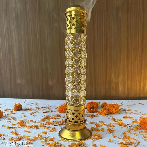 Crystal Incense Holder with Ash Catcher, Agarbatti Incense Stick Stand Holder, Loban Burner for Home Temple, Religious Rituals, Dhoop Dani for Puja, Gift for Home Decor and Office