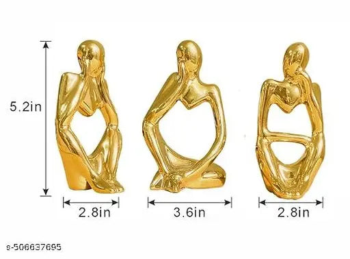 DAY CREATION Golden Thinker Statue for Home Decor | Table Decor (Pack of 1, Golden)