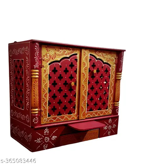 Wall mounted wall hanging wooden Pooja mandir home temple door big size rad colour rajasthani home temple