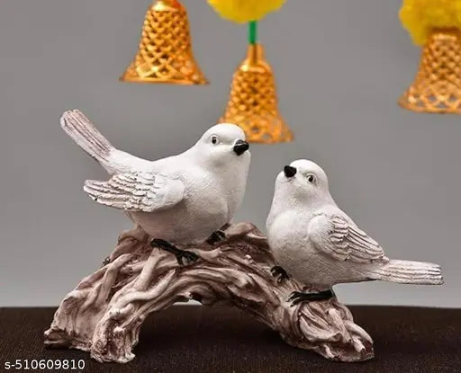 Beautiful home decor showpiece. Love birds pair. Decorative gift item Birds Sitting On Tree Branch Figurine Home Decoration Showpiece Chidiya Statue for Home Decor Item Sparrow Pair Showpiece (White)
