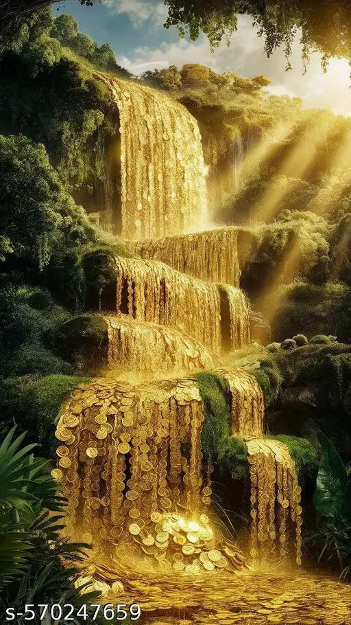 Vastu Waterfall of Gold A4  photo Frame (1 inch border )