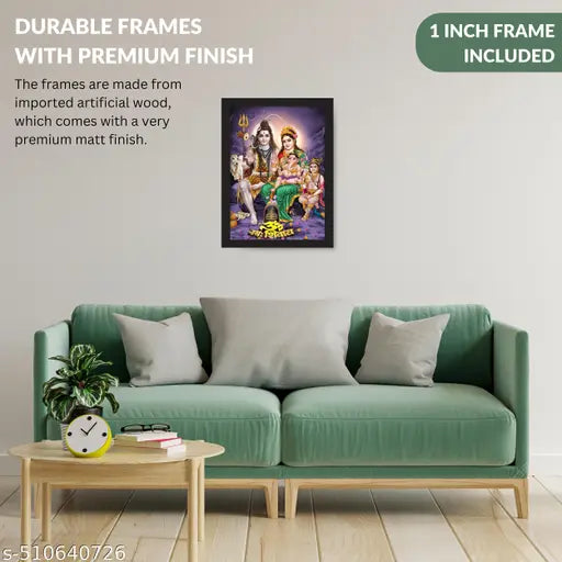 LokeshArt Lord Shiv Parvati Ji (7X9 inch) Photo Frame for Gift Wall Decoration God Shankar Printed Religious & Temple Decor | Shivji Paintings Pooja Ghar