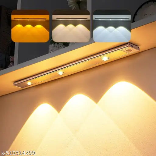 Under Cabinet Lights LED Motion Sensor Indoor, USB Rechargeable ,3 Light Modes Stepless Dimming Hill Light, 6500K Night Light for Closet Cabinet Kitchen Wardrobe (15.74in/40cm)