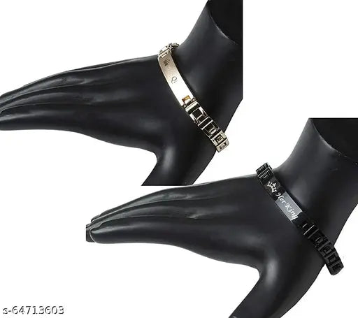 JEWELOPIA Metal Brass Bracelet for Girl's ( Black )…