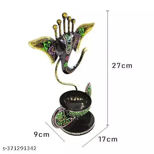 Handicrafy Vinayaka/ Ganesha Ji / Iron Table Decorative showpiece Tealight Candle Holder / Diya Holder / Loban Dhoop / Incense Burner / Ganesha Tea Light Candle Holder for Dewali Decoration, Diwali Gift, Corporate Gift, Table Decor, Pooja Room Decor