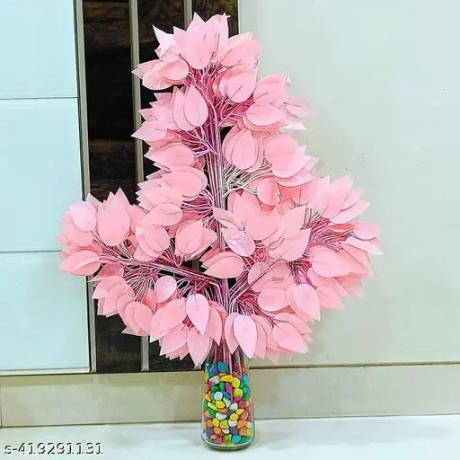 Artificial Ficus Leaves Branches| Ratta Fake Hanging | Garland Silk Long Hanging Bush Flowers String for Home Party Wedding Decor (Pink, 6)