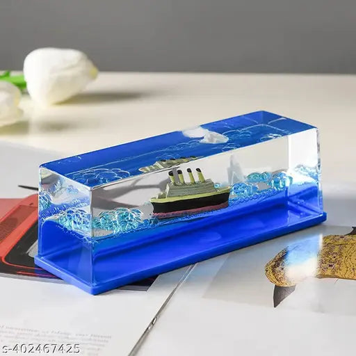 Titanic Cruise Ship Model Liquid Wave Cruise Ship Decoration Cruise Ship That No Longer Sinks-Cruise Ship Iceberg Home Decor Suitable for Home Show Car Decoration, Gifts, Desk or Paperweight (Blue)