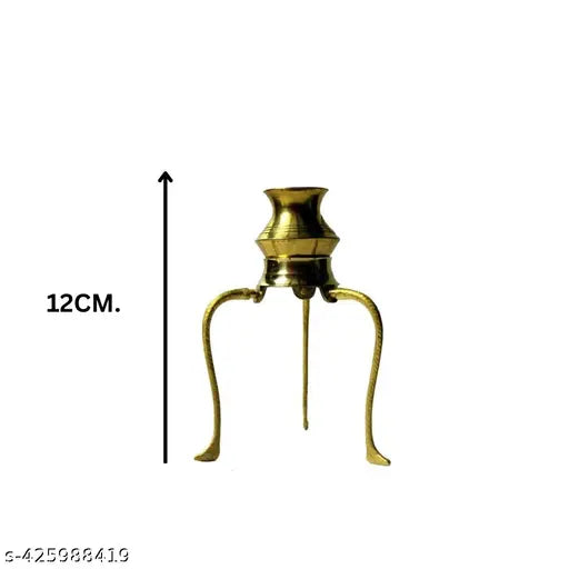 OM Brass Plate With Jal Abhishek Tripai Jaldhari Stand ( Plate Tipai Combo Set ) Pooja Thali Set ( 17CM Length )