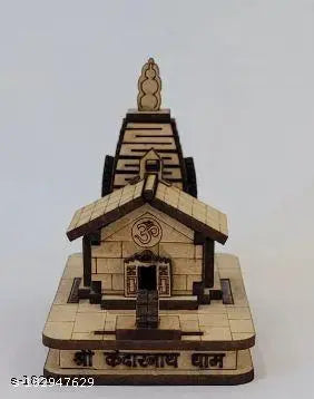Sai collection Kedarnath Wooden  Temple in Small Size, Decorative Showpiece Item with Double side tap  /Length : 5cm /Height : 8cm / Breadth ; 9cm / From Haridwar