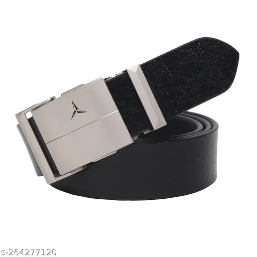 SUNSHOPPING Men's Formal Black Auto Lock Buckle Genuine Leather Belt