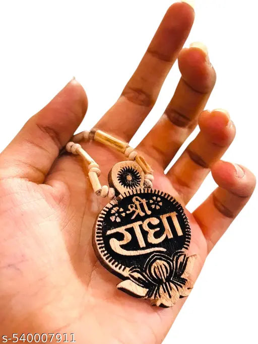 SriMaa Ventures Lotus-Shaped Tulsi Beads Kanthi Mala with Shree Radha Design || Traditional Spiritual Necklace for Meditation, Hindu Worship, Bhakti Sadhana