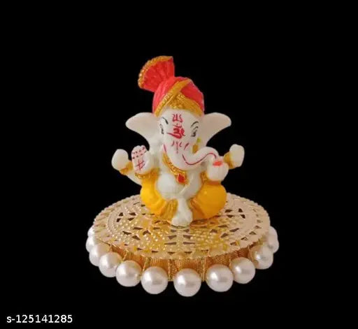 Lord Ganesha Idol on Decorative Handcrafted Plate for Home and Car | Showpiece for living room|Ganesh ji ki murti|ganpati |Showpiece gift sets|statues|showpiece for living room|Ganesha showpiece |showpieces in home|
