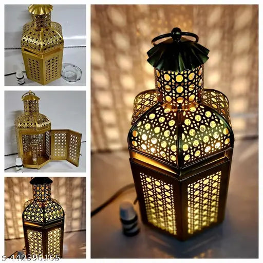 R.R.V. INTERNATIONAL Aroma Diffuser, Burner Made by Galvanized Metal with 10 ml Aroma Oil, Oil Burner With Double Lantern Design