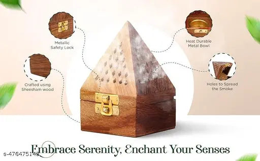 YAXAR Dhoop Holder -2 pcs Dhoop Agarbatti Stand for Home & Pooja Room, Incense Stick Holder with Ash Catcher, Wooden Oothupathi Loban Cone (Dhoop Stand 3 Inch) (Pyramid Dhoop Stand - 2 Pieces)