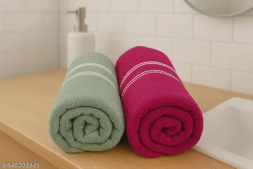 Striped Bath Towel – 54 x 27 Inch"– Unisex - Ideal for Men/Women/Kids– Combo of Two Towels