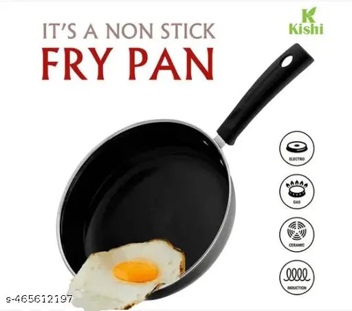 Nonstick Fry Pan, 22 cm, 1L Black | Best Omelette Fry Pan for Home & Kitchen (Pack of 1) Kishi Premium Quality